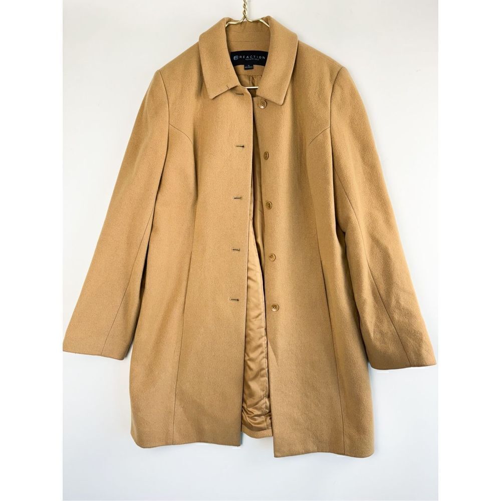 Reaction Kenneth Cole Women's Brown Single Breasted Overcoat Jacket Size 12